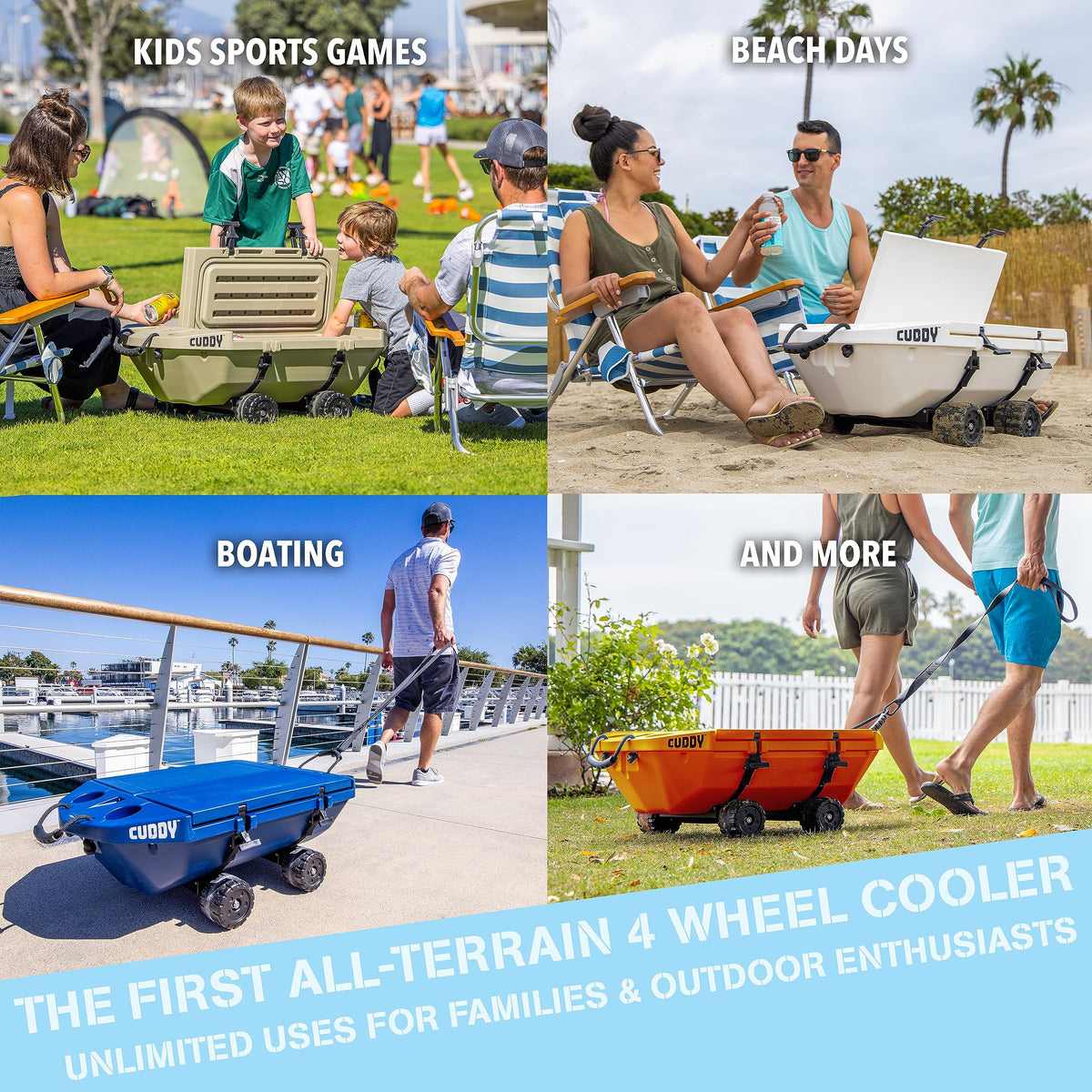 Cuddy Crawler Cooler with Wheels – 40 QT Amphibious Floating Cooler and Dry Storage Vessel - White