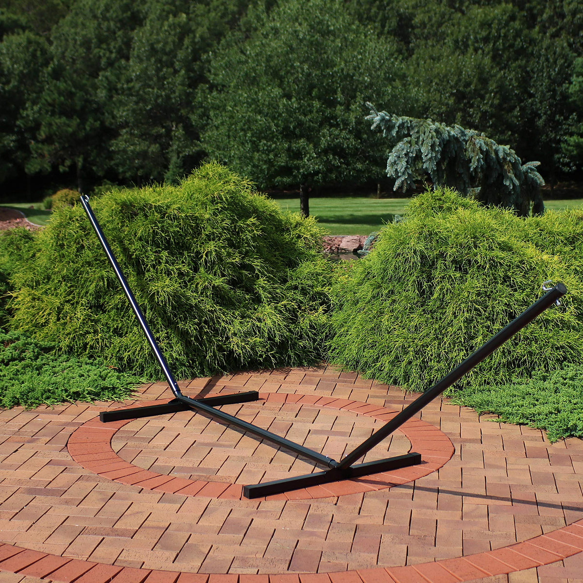 Sunnydaze Double Hammock Stand for Outside - 350-Pound Capacity Indoor/Outdoor Hammock Frame - Black Powder-Coated Finish - 12-Foot
