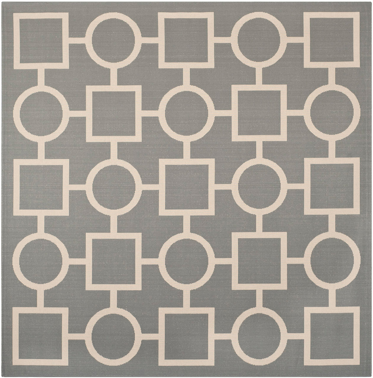 SAFAVIEH Washable Rug Outdoor Courtyard Collection - 7'10" Square, Anthracite & Beige, Non-Shedding & Easy Cleaning, Ideal for Patio, Backyard, Mudroom (CY6925-246)