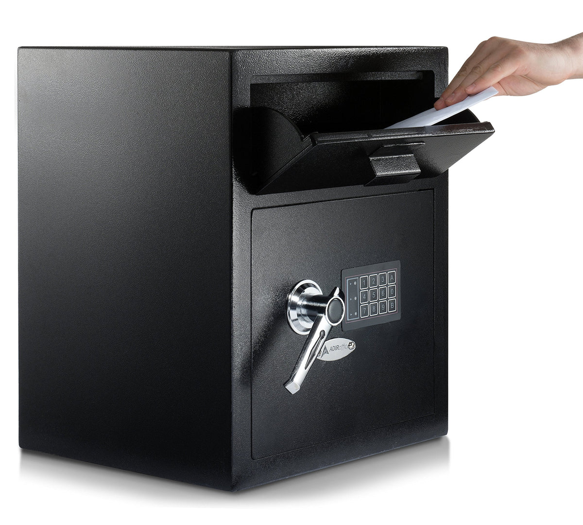 AdirOffice Digital Depository Safe - Front Loading - Digital Keypad Lock - Lockout Mode (Black)