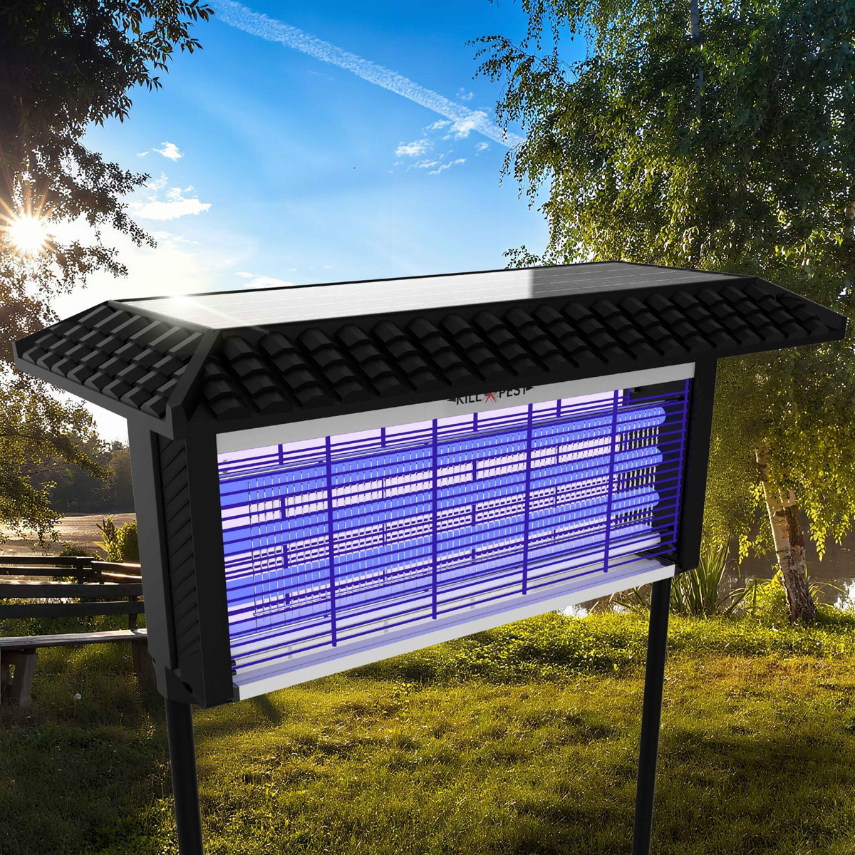 ZETAWALE Solar Powered Bug Zapper Outdoor, 4500V Mosquito Trap with 45W Solar Panel, Fly Trap & Mosquito Killer, 8000mAh Battery, IPX5 Waterproof, Covers Up to 4000 Sq.Ft for Patio, Backyard, Garden