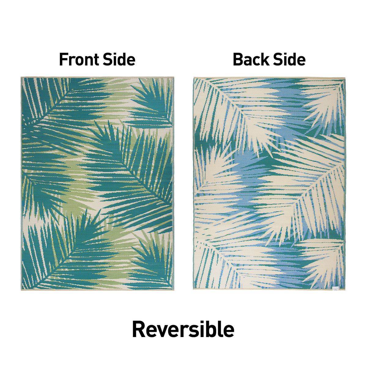 Rugshop Tropical Floral Reversible Crease-Free Waterproof Premium Recycled Plastic Outdoor Rugs for Patio,Backyard,RV,Deck,Picnic,Trailer,Beach,Camping Green 7'10" x 10'