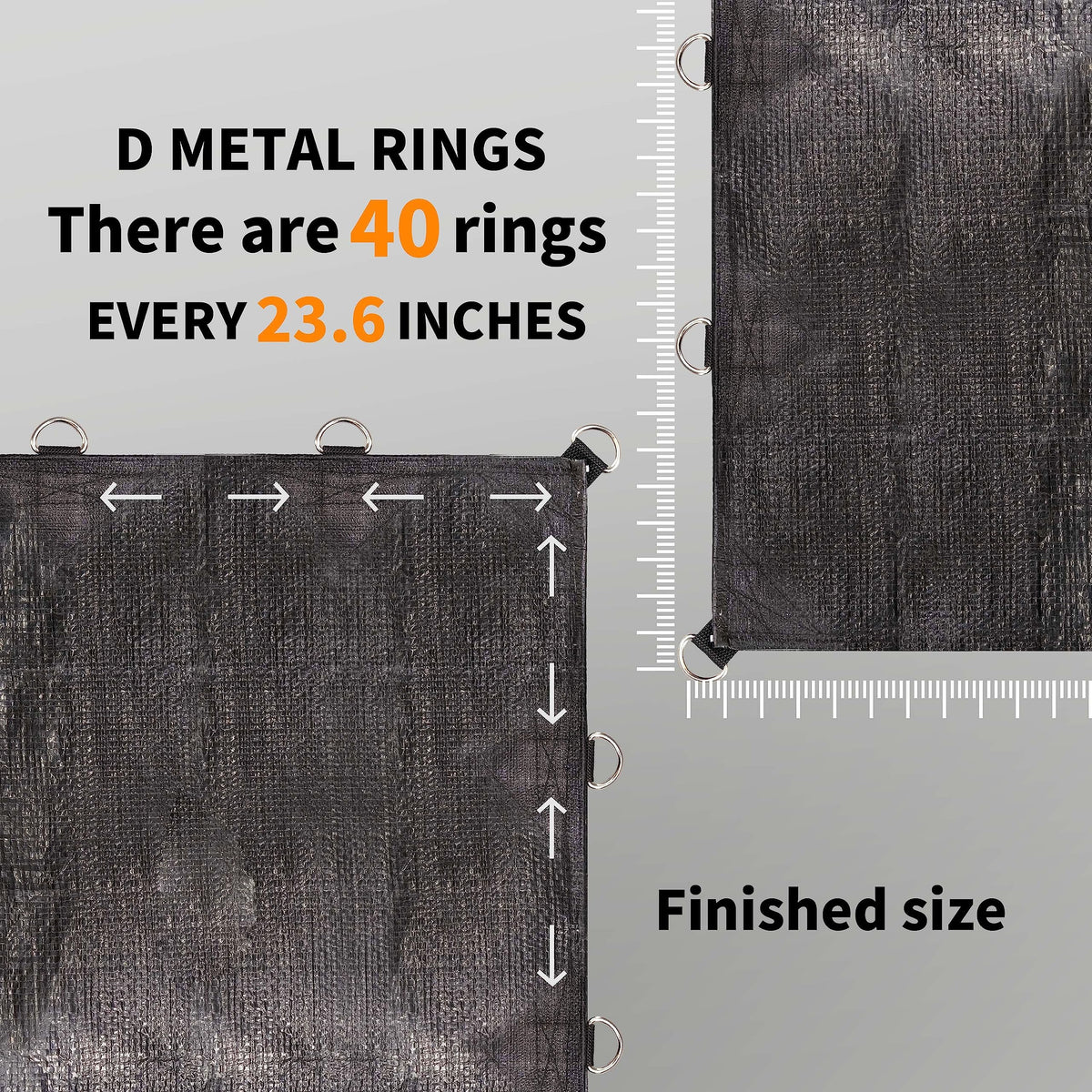 TARPAL Tarp 20x20 Feet Heavy Duty Tarps 14mil D-Ring Waterproof Tarp for Outdoors UV Protection Triangular Sewing Design Reinforced Corners and Edges（Black）