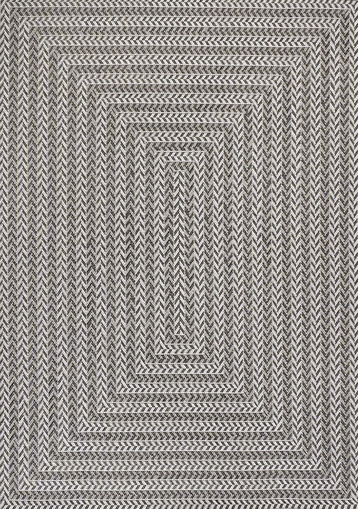 JONATHAN Y Concentric Squares Indoor Outdoor Area Rug 8X10 Black/Light Gray, Chevron Modern for Backyard, Patio, Porch, Easy-Cleaning, High Traffic, Pet-Friendly, Non-Shedding (SMB206B-8)