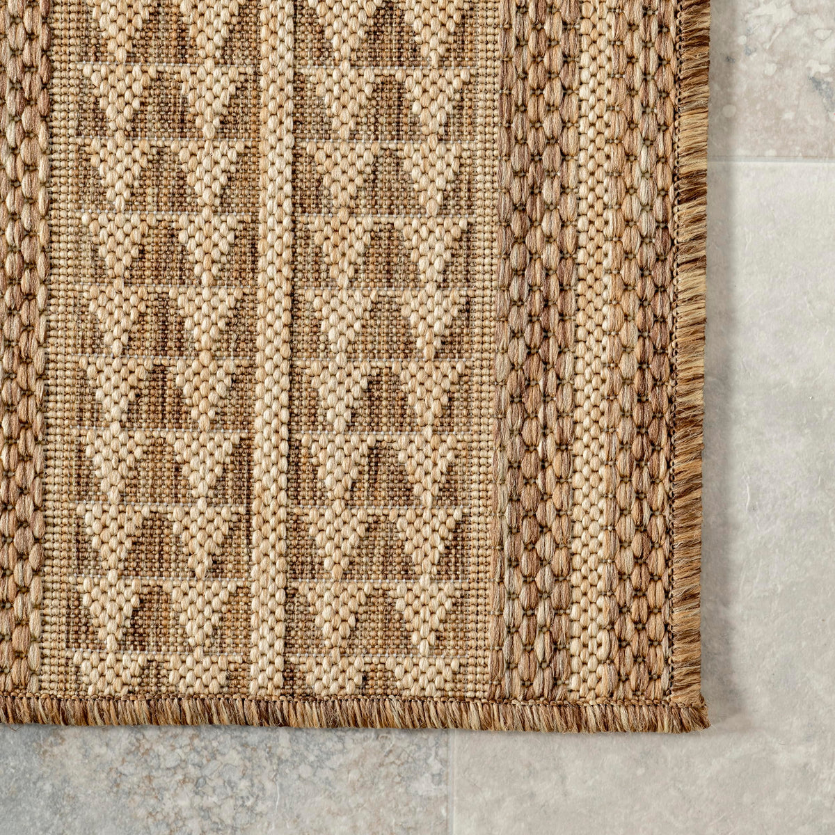 Nuloom Ranya Light Brown/Ivory, 6' 7" x 9', Tribal Geometric, Soft and Cozy, High Traffic, Stain Resistant, Easy Clean, Durable Area Rug for Indoor/Outdoor Patio, Deck, Porch, Garden, Courtyard