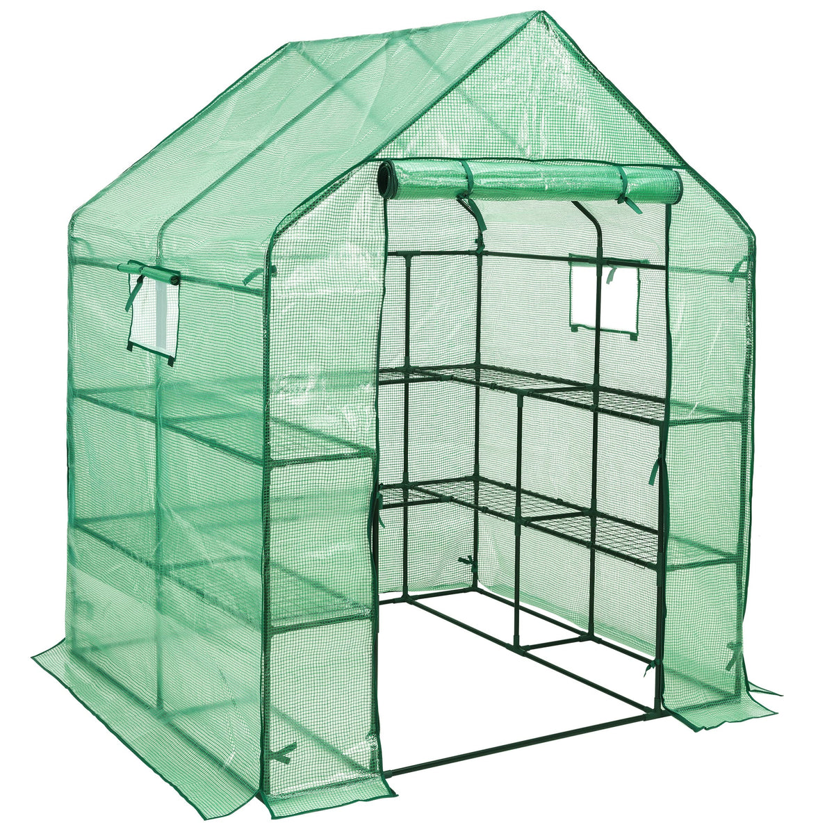 SUNGIFT Walk-in Greenhouse for Outdoors, 57x61x80 Inch Large Greenhouse, 3 Tiers 10 Shelves Mini Green House Kit with Observation Windows Roll-up Door Zipper, Plant Garden Hot House for Herbs, Flowers