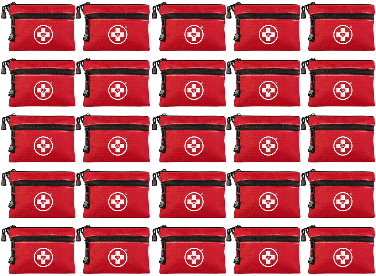 Swiss Safe 2-in-1 First Aid Kit for Car, Travel & Home, Businesses - Bonus Mini Kit for Medical Emergency Aid, Survival, Camping - 64 Piece, 25 Pack