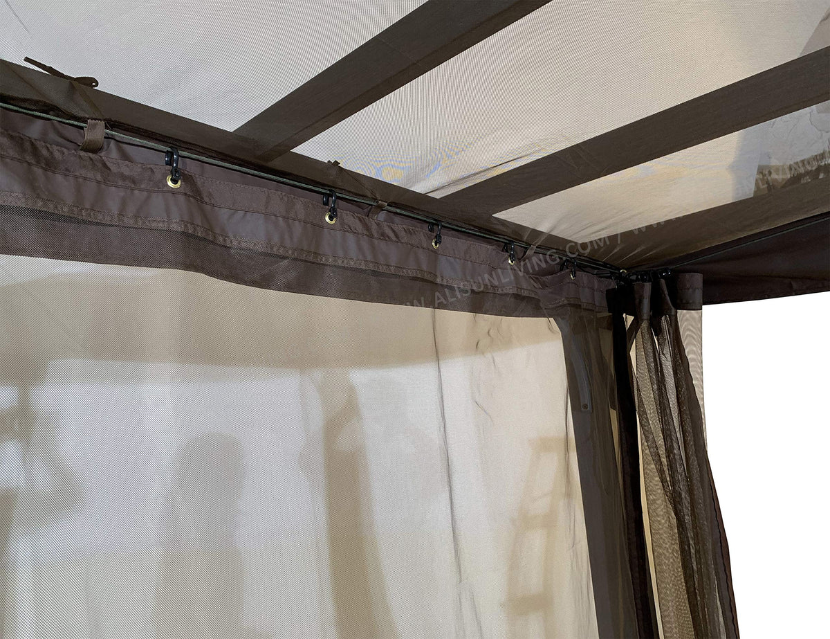Replacement Mosquito Net for Flat-Roof Pergola - Mesh Bug Net Only (8 ft. x 10 ft., Brown)