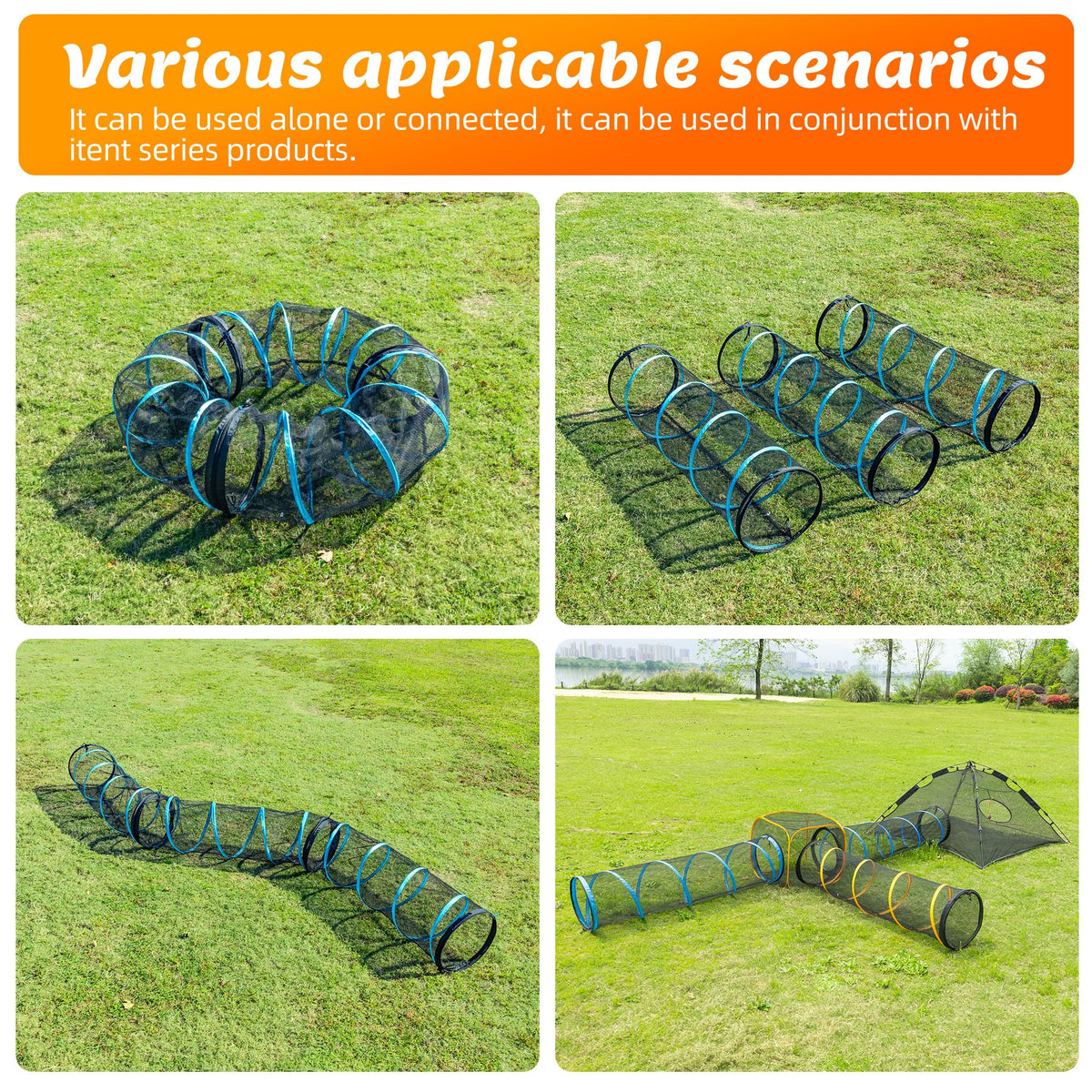 Extra Large Catio Outdoor Cat Enclosure,3 Tier Cat Tower Tent Weatherproof & Sunproof with 3 Doors(with Two Kinds of Canopies), Foladable and Portable Plus Run Tunnel(3 Packs).