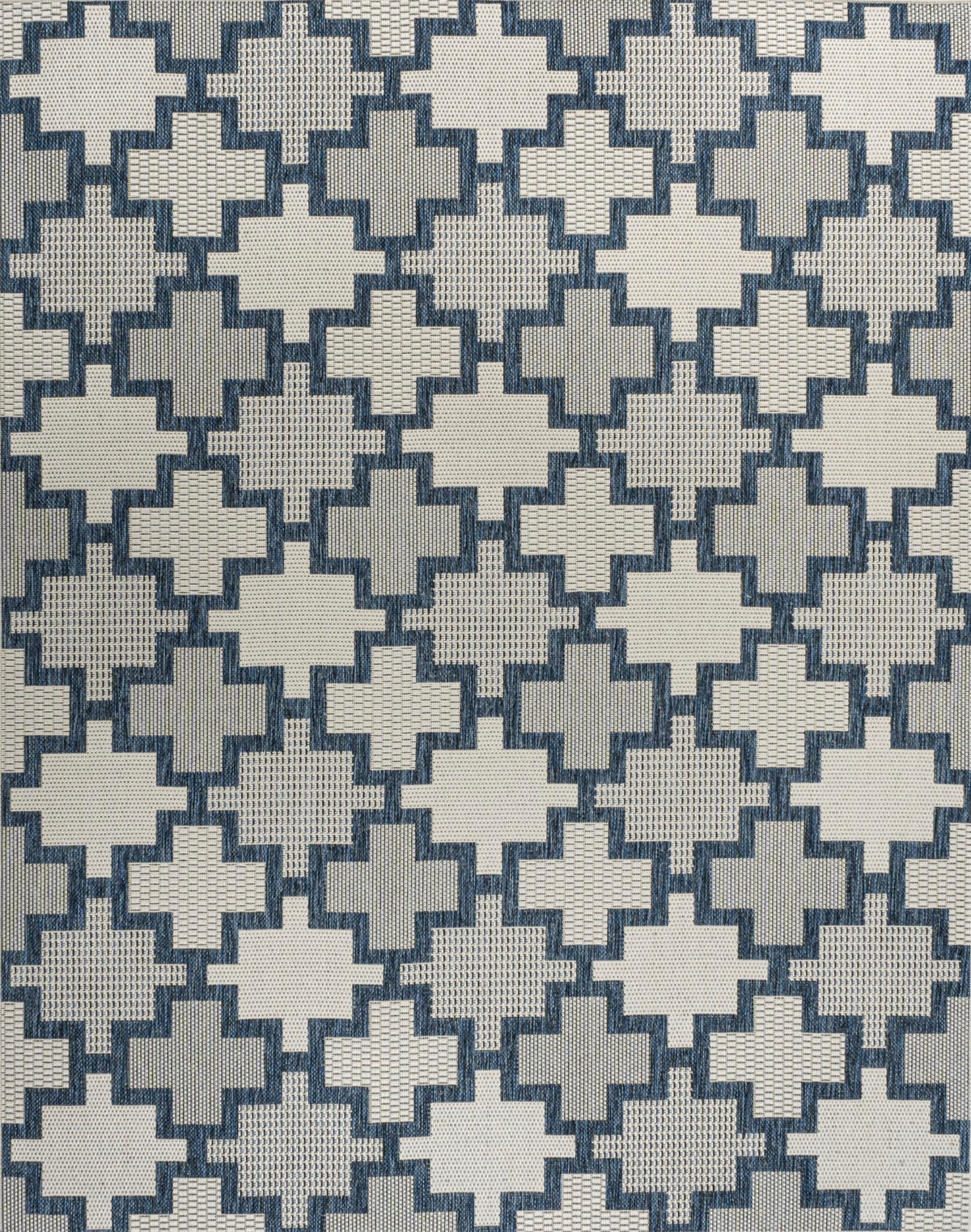 JONATHAN Y Geometric Tile Pattern Indoor Outdoor Area Rug 8X10 Navy/Cream, Cyrus Modern for Backyard, Patio, Porch, Easy-Cleaning, High Traffic, Pet-Friendly, Non-Shedding (TSN200B-8)