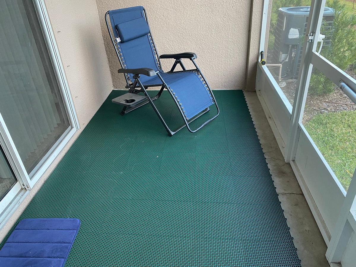Big Floors DuraGrid Deck Tiles, Interlocking Outdoor Tiles for Patio, Self-Draining, UV-Resistant, Water-Resistant Modular Flooring, Easy Install, 40 Pack, Evergreen