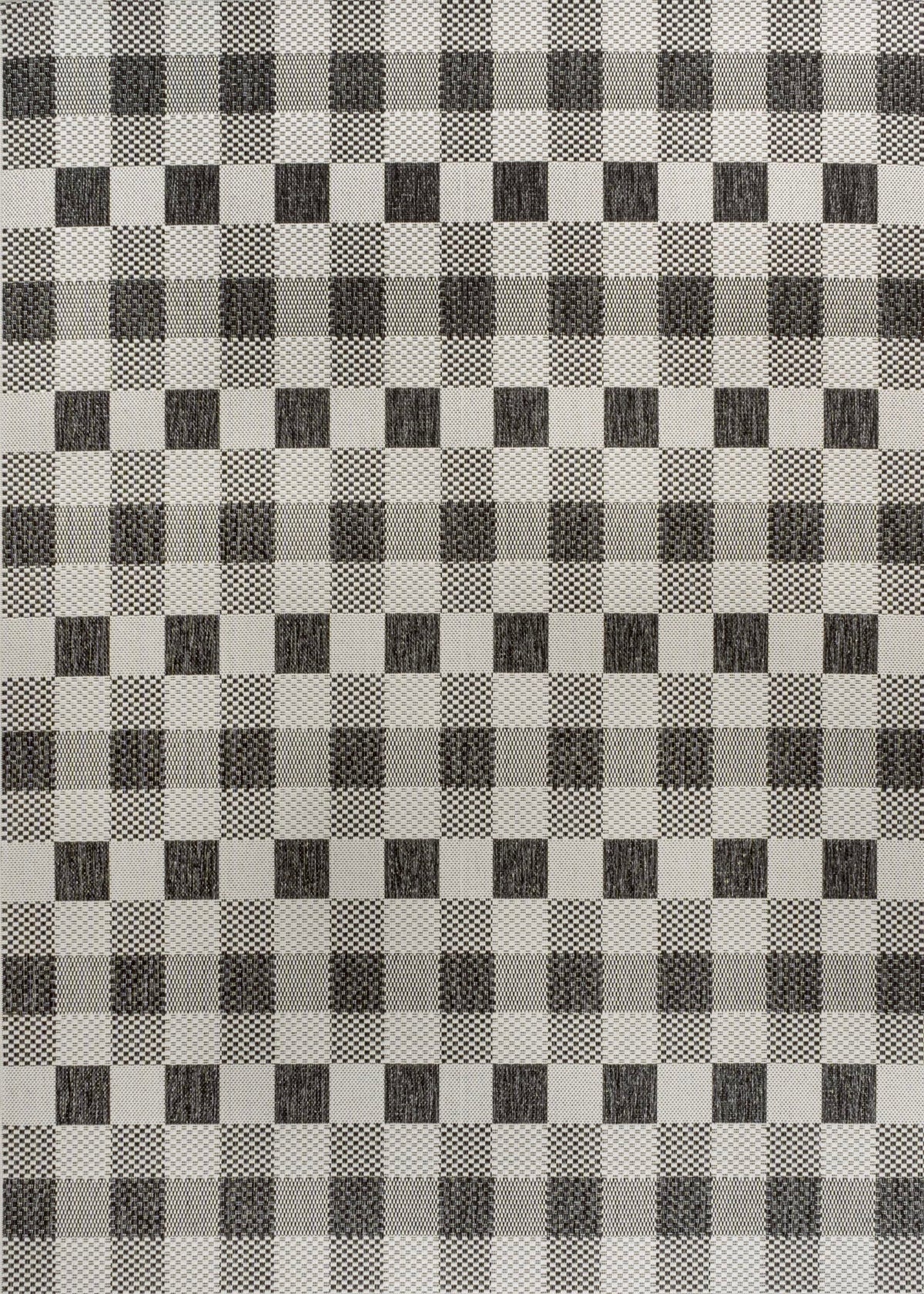 JONATHAN Y Geometric Bold Gingham Indoor Outdoor Area Rug 8X10 Black/Cream, Darcy Traditional for Backyard, Patio, Porch, Easy-Cleaning, High Traffic, Pet-Friendly, Non-Shedding (TSN201A-8)