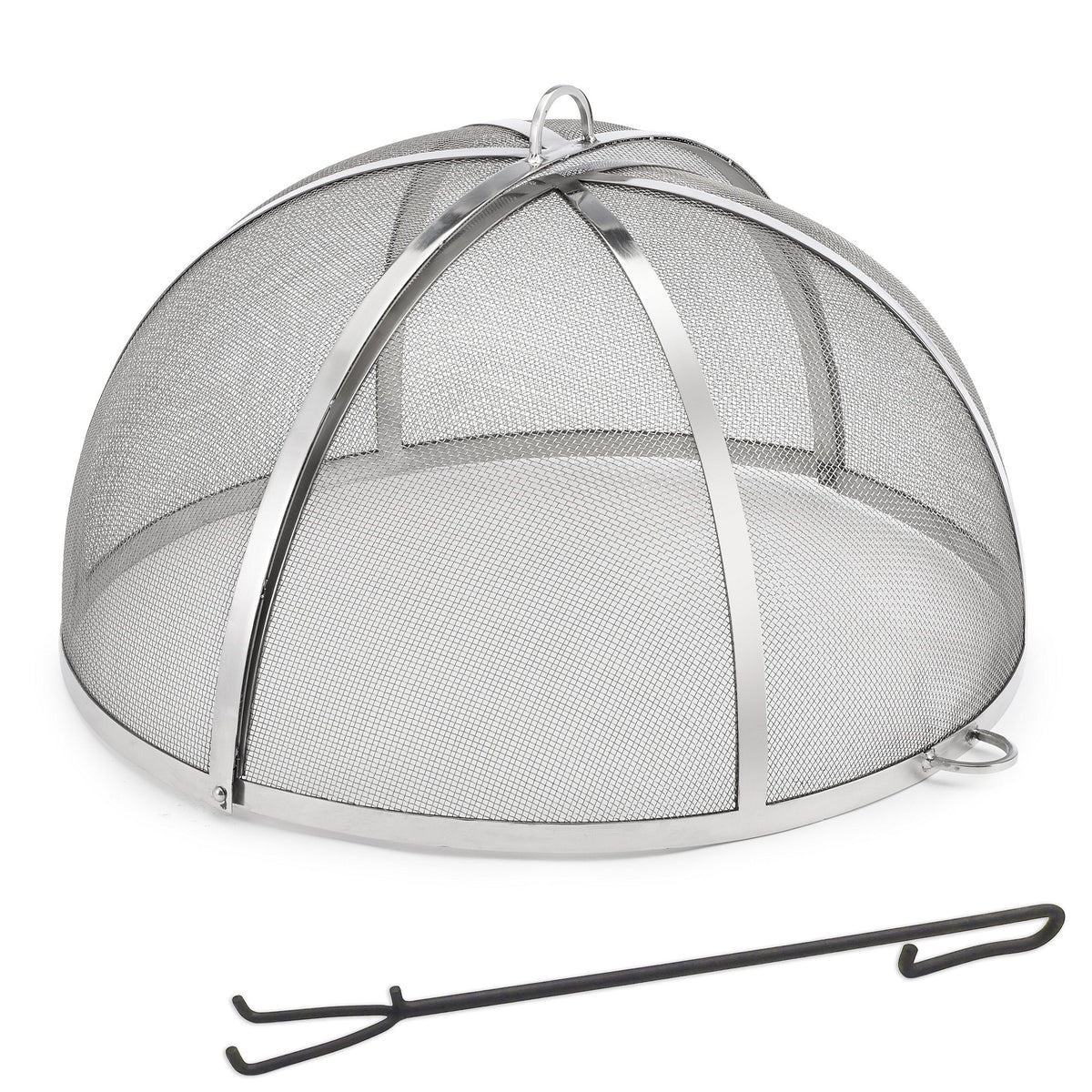 Good Directions Heavy Duty Fire Pit Spark Screen with Lifter, Stainless Steel, Hinged for Easy Access, 24 Inch Diameter