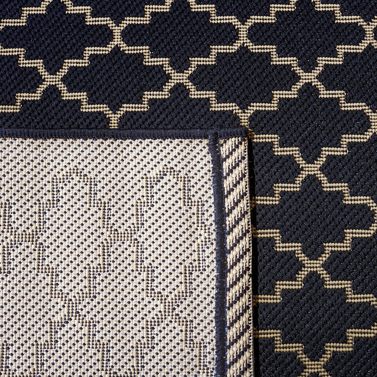 SAFAVIEH Washable Rug Outdoor Courtyard Collection - 6'7" x 9'6", Black & Beige, Non-Shedding & Easy Cleaning, Ideal for Patio, Backyard, Mudroom (CY6919-226)
